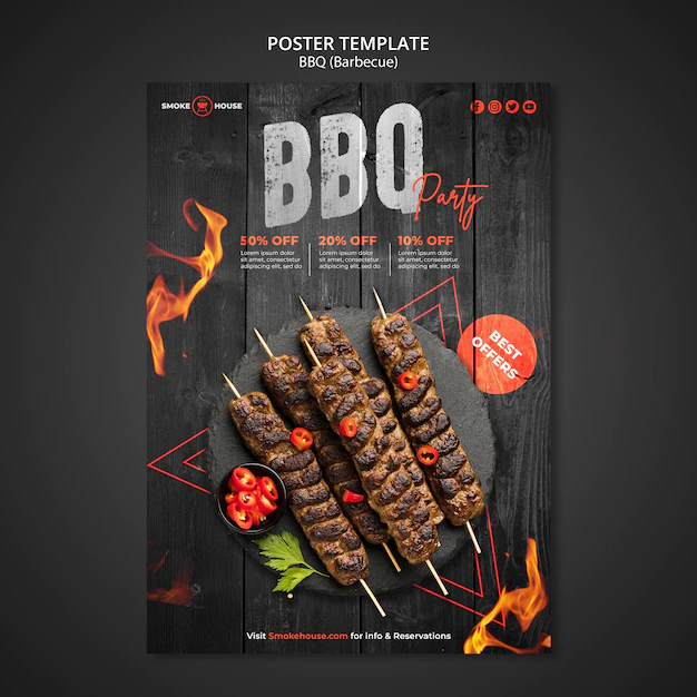 Free PSD | Barbecue house print template