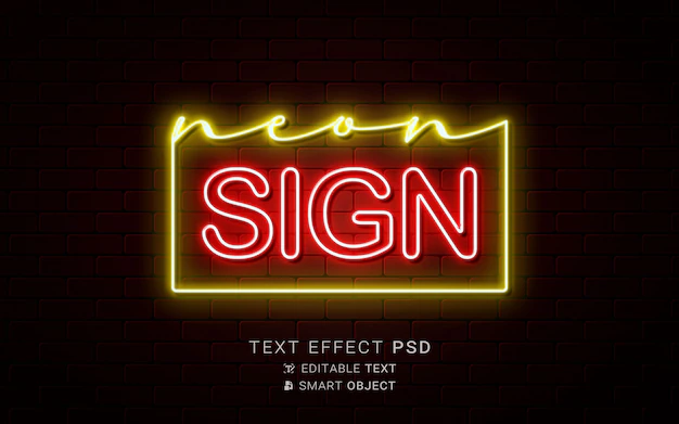 Free PSD | Creative neon text effect