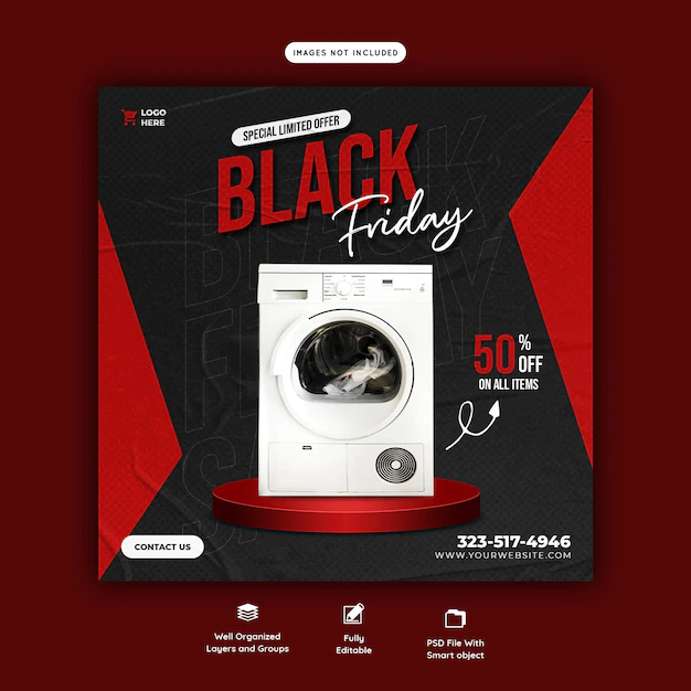 Free PSD | Black friday super sale social media banner template