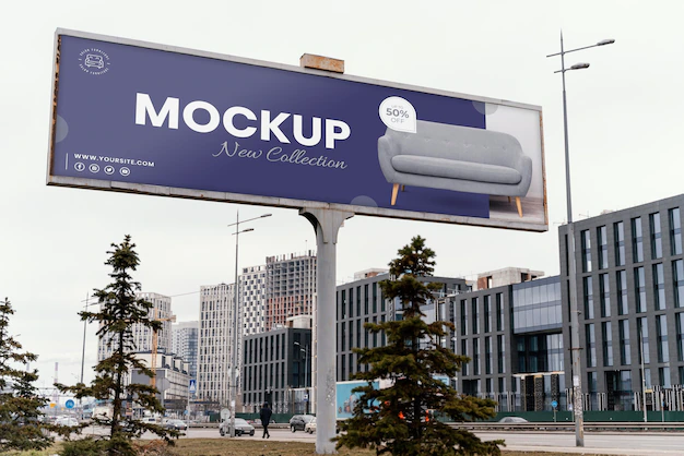 Free PSD | Street billboard display mock-up outdoors