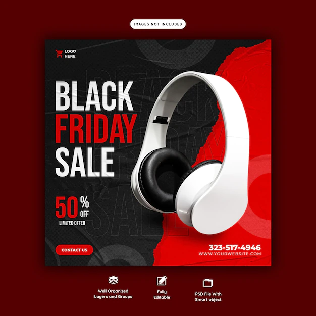 Free PSD | Black friday super sale social media banner template