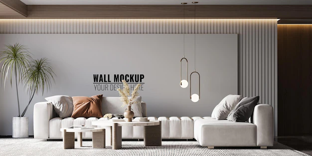 Free PSD | Interior living room wall mockup