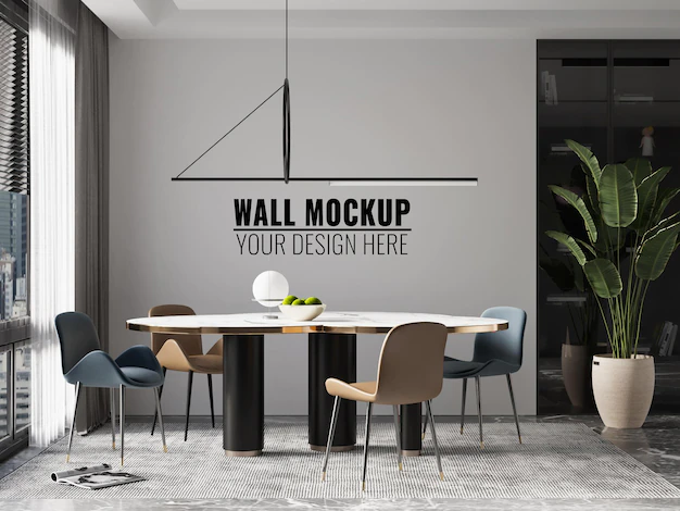 Free PSD | Interior dining room wall mockup