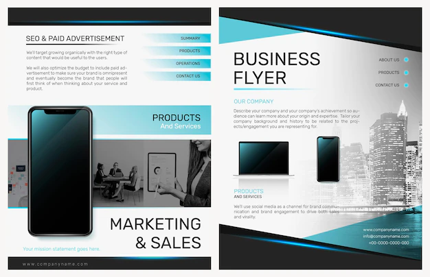Free PSD | Foldable business flyer template psd in modern design