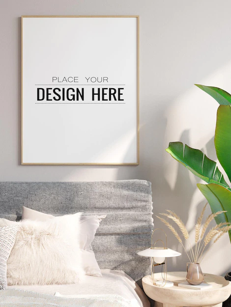 Free PSD | Poster frame in living room  mockup