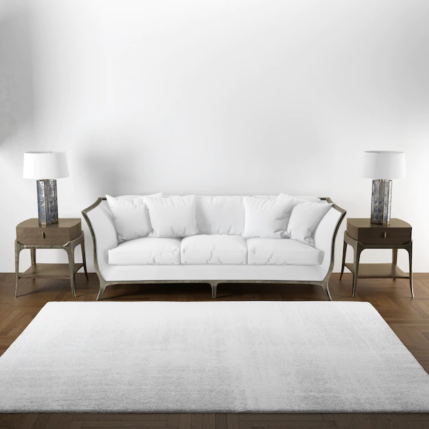 Free PSD | Elegant interior design mockup of living room with wooden furniture