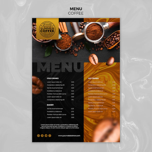 Free PSD | Coffee shop menu template