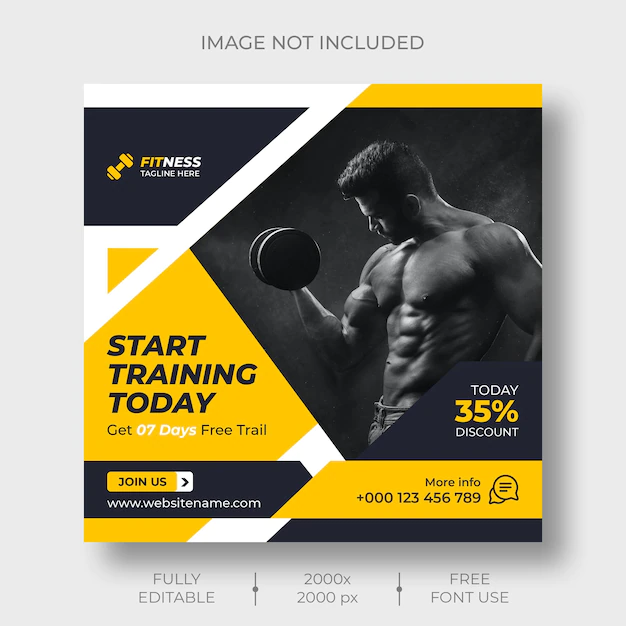 Free PSD | Fitness social media and instagram post template