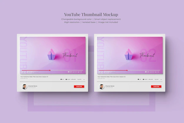 Free PSD | Youtube thumbnail 3d mockup