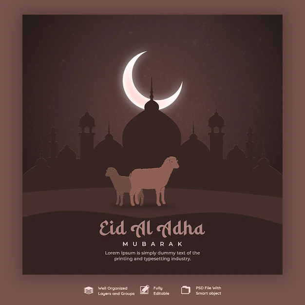 Free PSD | Eid al adha mubarak islamic festival social media banner template