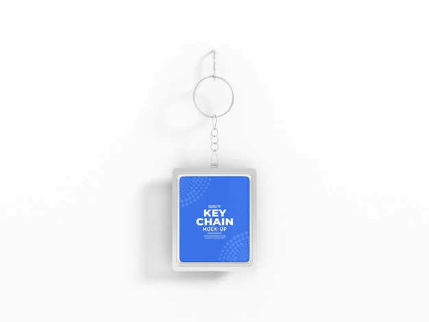Free PSD | Rectangular metal keychain mockup