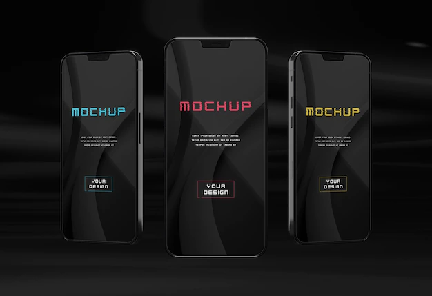 Free PSD | Elegant glossy dark smartphone mock-up design