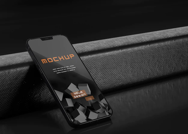 Free PSD | Elegant glossy dark smartphone mock-up design