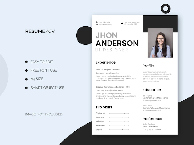 Free PSD | Minimal and clean resume or cv template