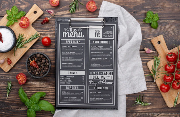 Free PSD | Restaurant menu concept mockup