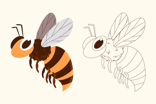 Free Vector | Hand drawn bee outline illustration