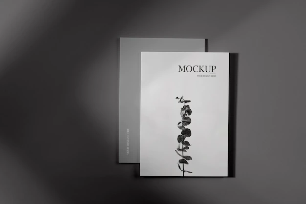 Free PSD | Magazine mockup with shadow overlay