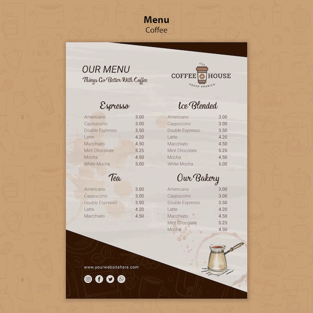 Free PSD | Coffee shop menu template