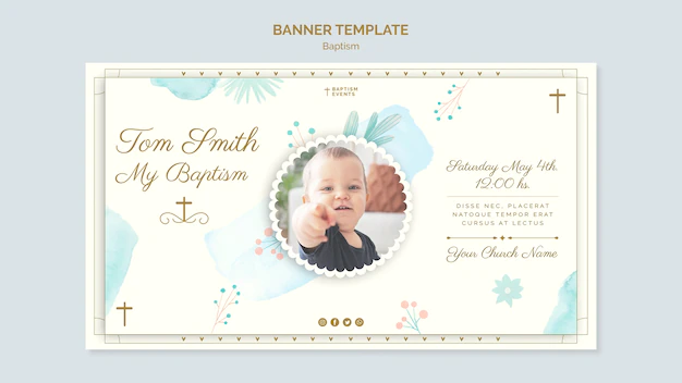 Free PSD | Watercolor design baptism banner template