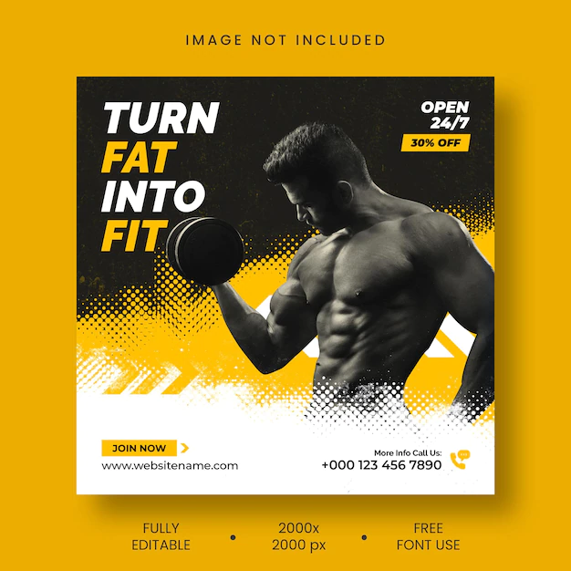 Free PSD | Gym fitness social media post template