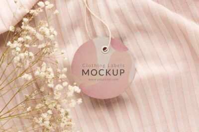 Free PSD | Fabric clothing labels mockup in real context