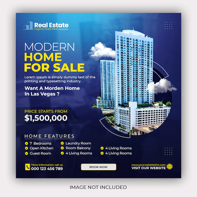 Free PSD | Real estate house property instagram post or square web banner  template