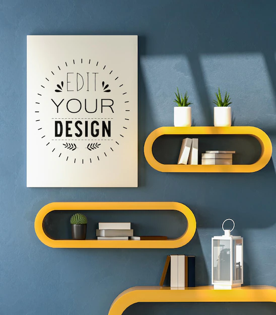 Free PSD | Poster frame in living room  mockup