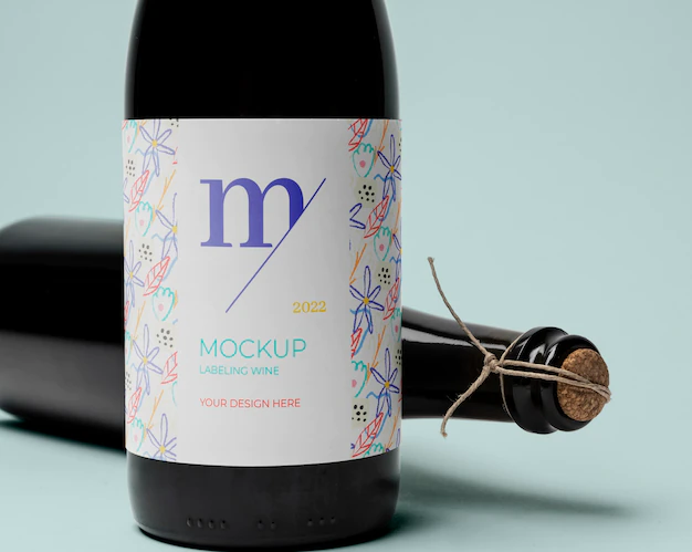 Free PSD | Wine bottle label mockup design