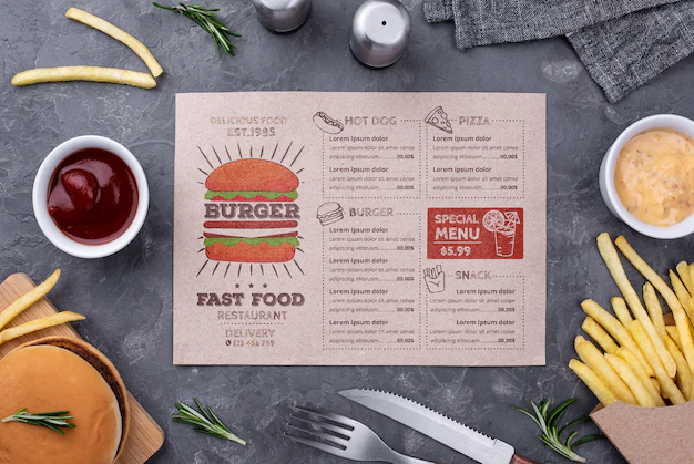 Free PSD | Restaurant menu concept mockup