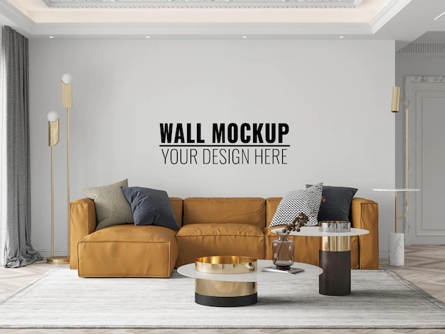 Free PSD | Interior living room wall mockup