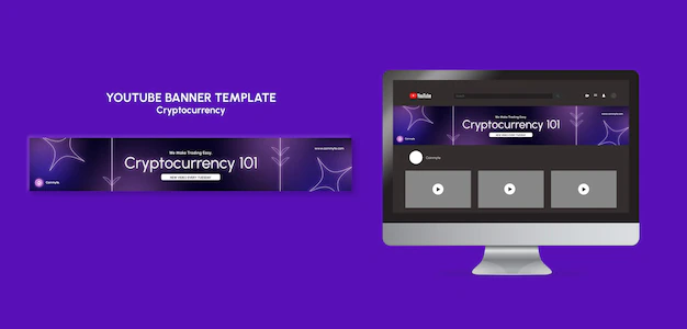 Free PSD | Cryptocurrency design template of youtube banner