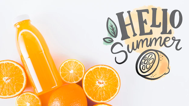 Free PSD | Flat lay copyspace mockup with summer fruits
