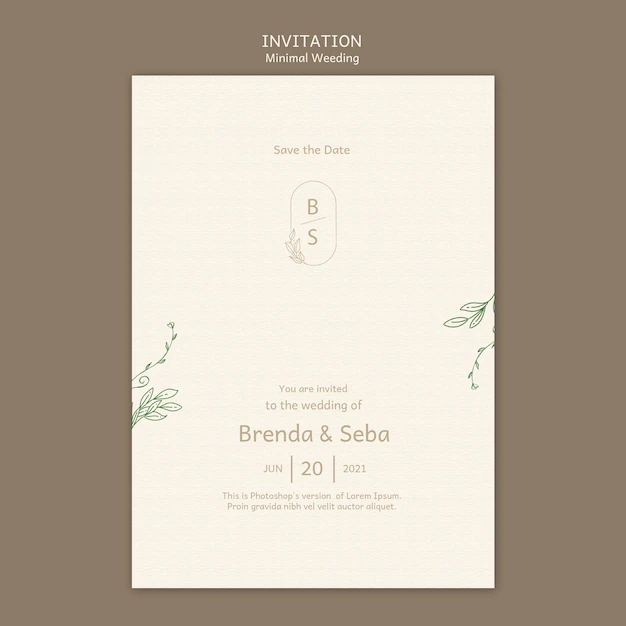 Free PSD | Minimal wedding invitation template