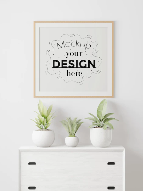 Free PSD | Poster frame in living room mockup