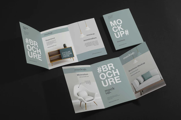Free PSD | Close up on trifold brochure mockup