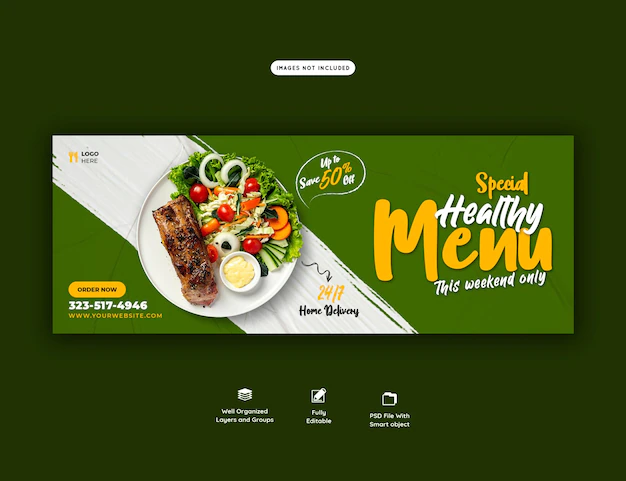 Free PSD | Food menu and restaurant facebook cover template