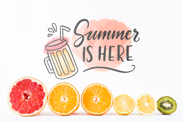 Free PSD | Flat lay copyspace mockup with summer fruits