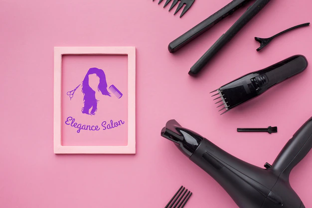 Free PSD | Flat lay of hairdresser concept mock-up