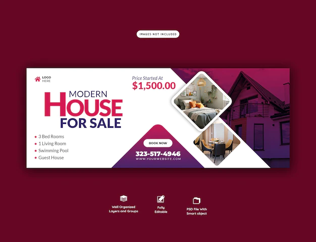 Free PSD | Real estate house property facebook cover banner template