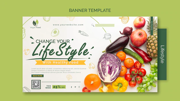 Free PSD | Healthy eating lifestyle banner template