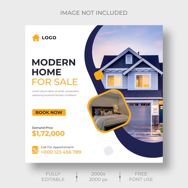 Free PSD | Real estate social media or instagram post template