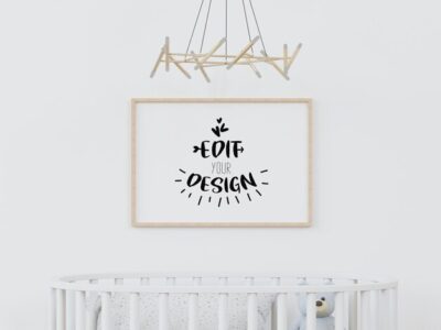 Free PSD | Poster frame in kids room psd mockup