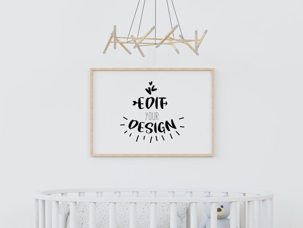 Free PSD | Poster frame in kids room psd mockup