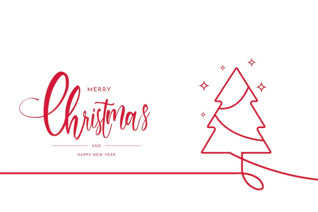 Free Vector | Merry christmas and happy new year background with minimal red christmas tree icon