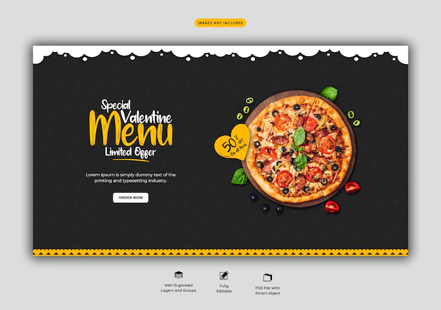 Free PSD | Food menu and delicious pizza web banner template