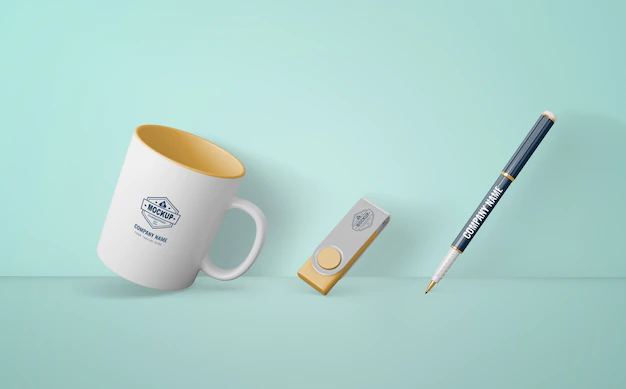 Free PSD | Set of merchandising products with company logo
