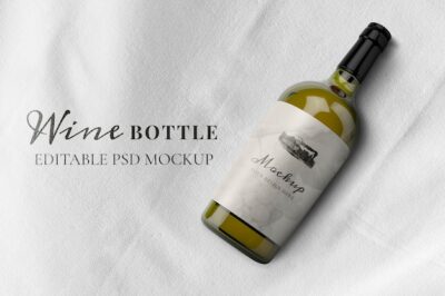Free PSD | Wine bottle mockup psd, editable elegant design