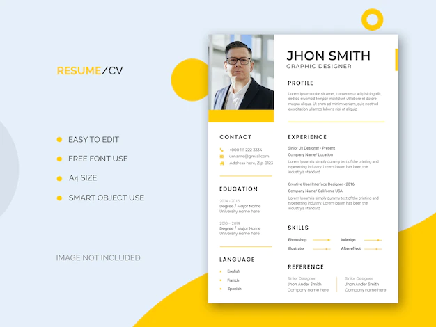 Free PSD | Minimal and clean resume or cv template