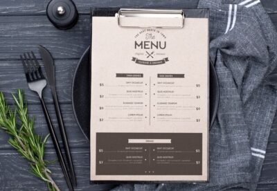 Free PSD | Restaurant menu concept mockup