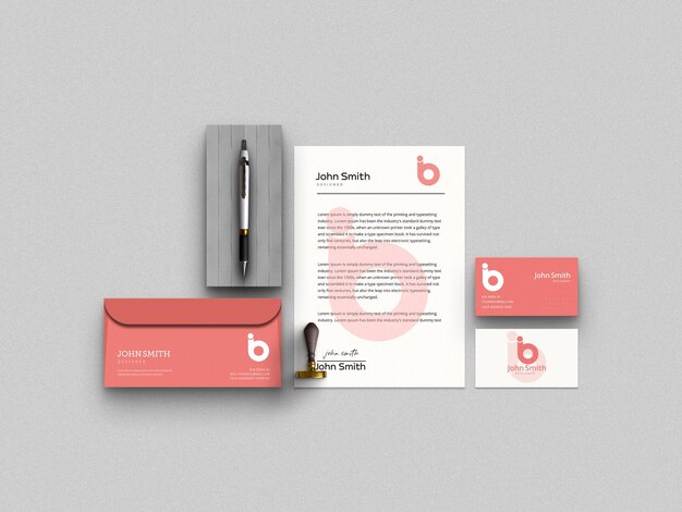 Free PSD | Minimal stationery set mockup